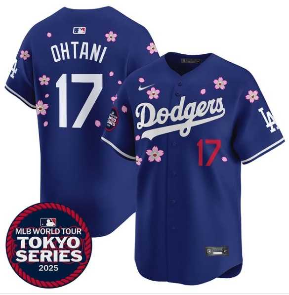 Men%27s Los Angeles Dodgers #17 Shohei Ohtani Royal 2025 MLB World Tour Tokyo Series Jersey Dzhi->los angeles dodgers->MLB Jersey
